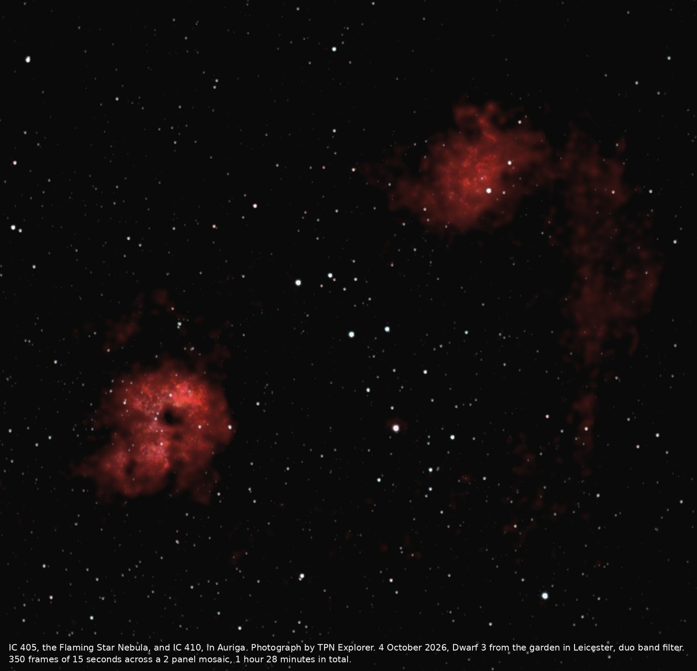 IC 405, the Flaming Star Nebula, taken with a Dwarf 3